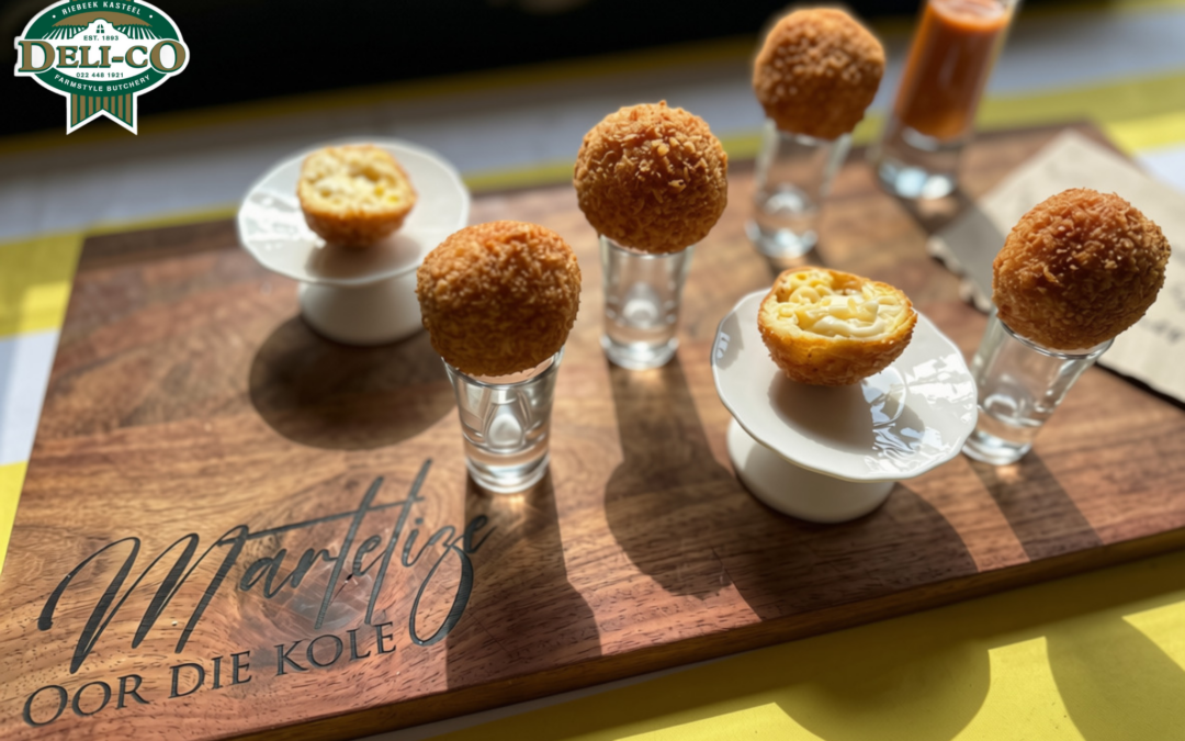 Naweek-spyskaart met Deli-co: Mac en kaas krokette met Chakalaka doopsous